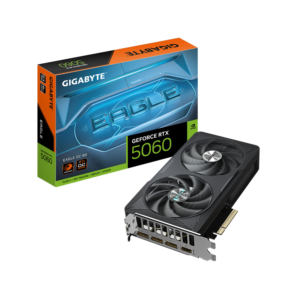 GIGABYTE GeForce RTX 5060 EAGLE OC 8G Grafikkarte - 8GB GDDR7, 128bit, PCI-E 5.0, 2550 MHz Kerntakt, 3 x DisplayPort, 1 x HDMI, GV-N5060EAGLE OC-8GD