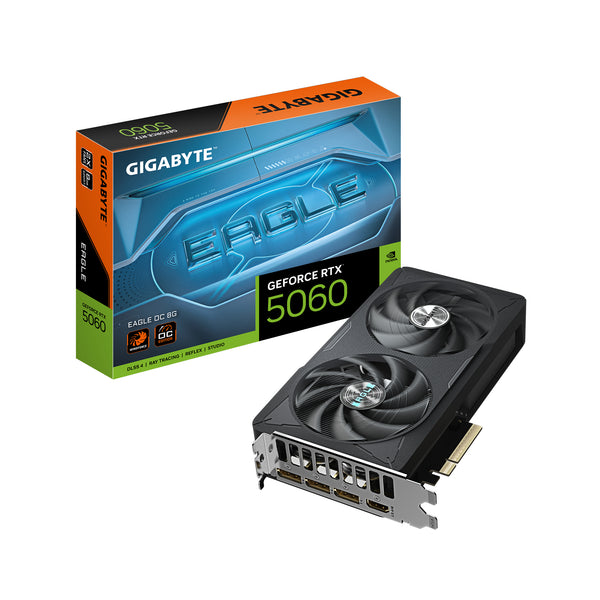 GIGABYTE GeForce RTX 5060 EAGLE OC 8G Grafikkarte - 8GB GDDR7, 128bit, PCI-E 5.0, 2550 MHz Kerntakt, 3 x DisplayPort, 1 x HDMI, GV-N5060EAGLE OC-8GD