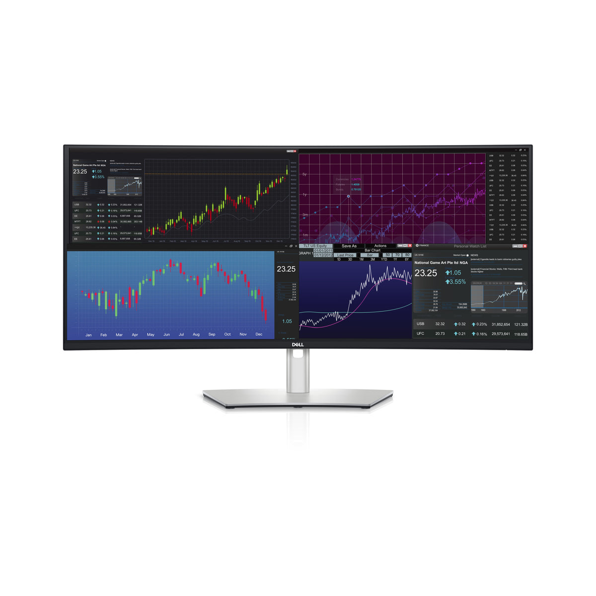 DELL UltraSharp U3824DW Computerbildschirm 95,2 cm (37.5") 3840 x 1600 Pixel Wide Quad HD+ LCD Schwarz, Silber