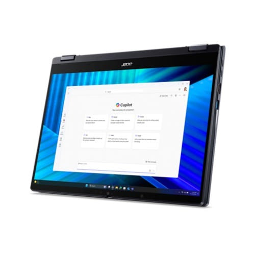Acer TravelMate TMP414RN-55-TCO-58UA Intel Core Ultra 5 225U Hybrid (2-in-1) 35,6 cm (14") Touchscreen WUXGA 16 GB DDR5-SDRAM 512 GB SSD Wi-Fi 7 (802.11be) Windows 11 Pro Deutsch Blau