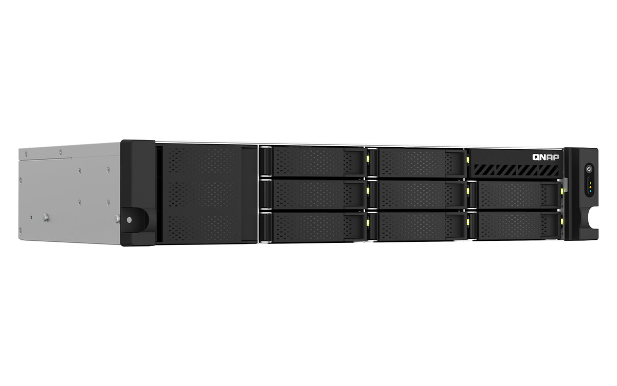 QNAP TS-873AEU-4G NAS & Speicherserver Rack (2U) Ryzen Embedded V1500B 4 GB DDR4 0 TB QuTS hero Schwarz