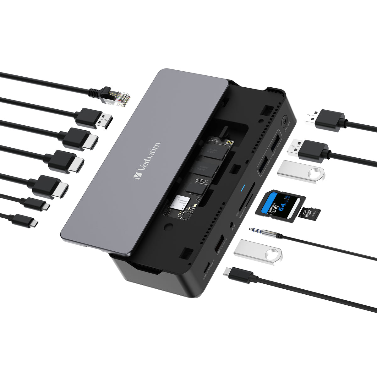 Verbatim CDS-15S Kabelgebunden USB 3.2 Gen 1 (3.1 Gen 1) Type-C Schwarz, Grau