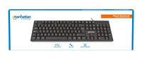 Manhattan USB-Tastatur, Kabelgebunden, 104 Tasten, integriertes USB-Kabel, LED-Anzeigen, schwarz