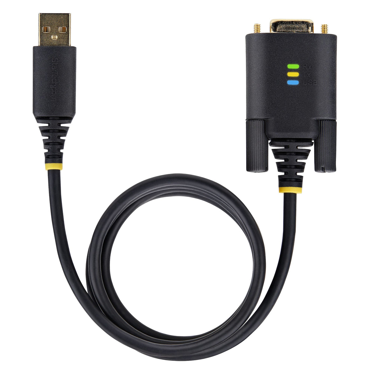 StarTech.com 1m USB Seriell Adapterkabel, USB-A auf DB9 RS232, FTDI, COM Retention, LED, wechselbare DB9 Schrauben und Muttern, ESD-Schutz, Windows, macOS und Linux