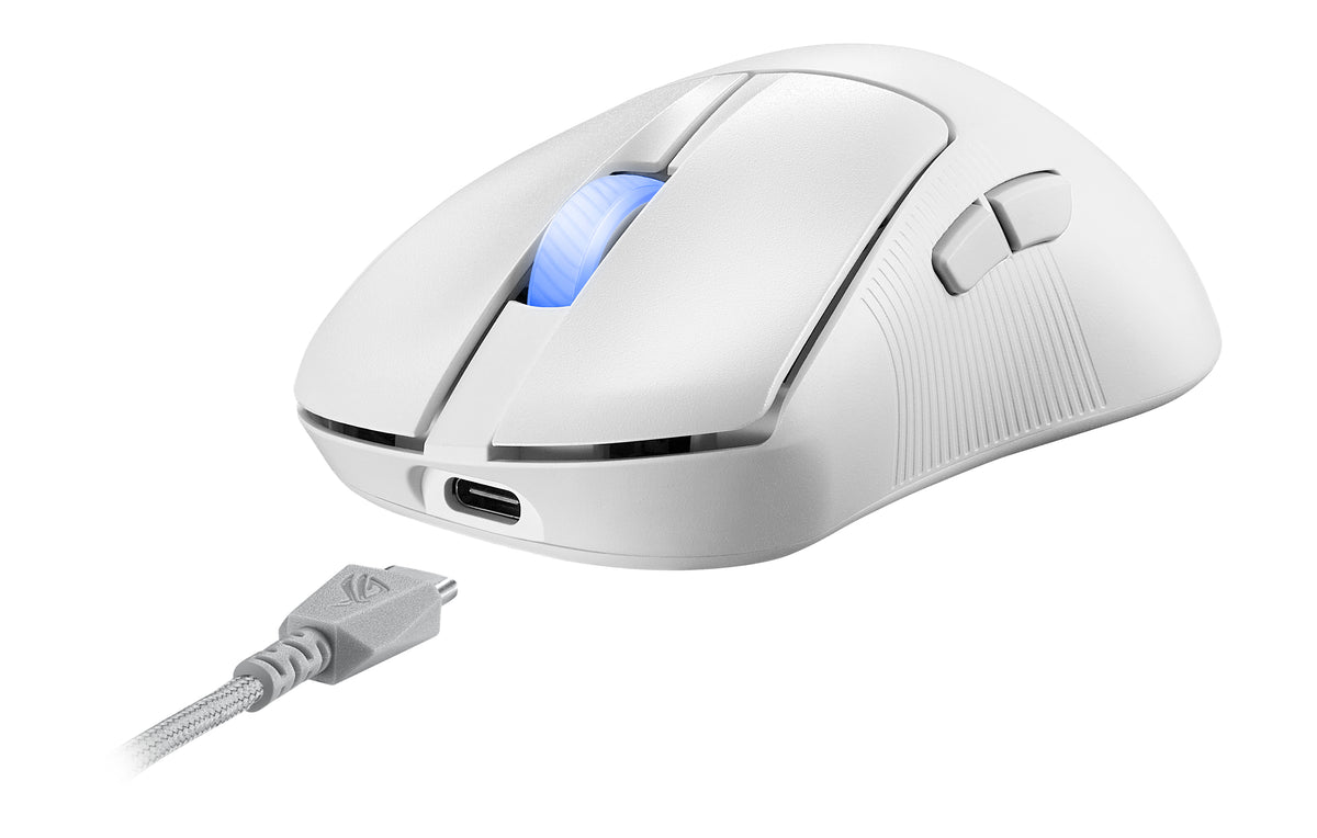 ASUS ROG Keris II Ace Wireless AimPoint White Maus Gaming rechts RF Wireless + Bluetooth + USB Type-A Optisch 42000 DPI
