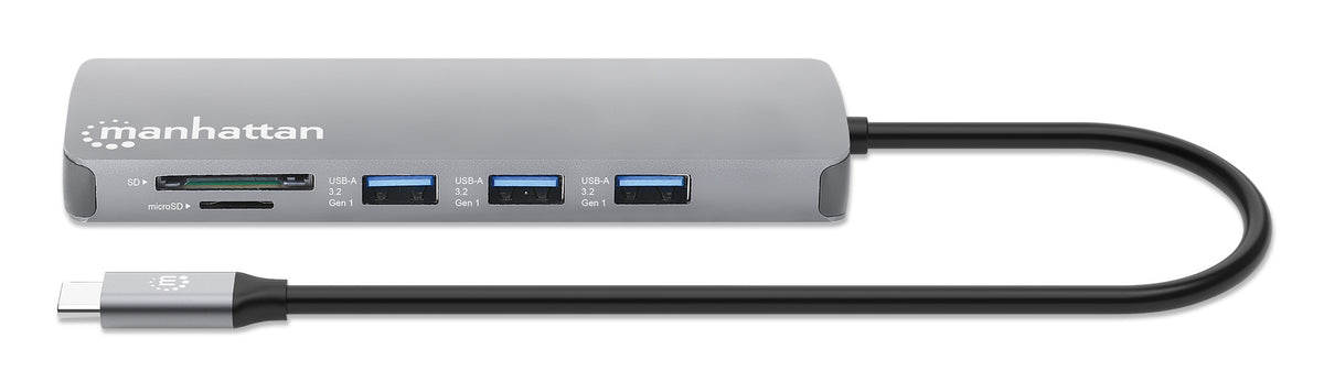 Manhattan 190459 laptop-dockingstation & portreplikator Kabelgebunden USB 3.2 Gen 1 (3.1 Gen 1) Type-C Grau