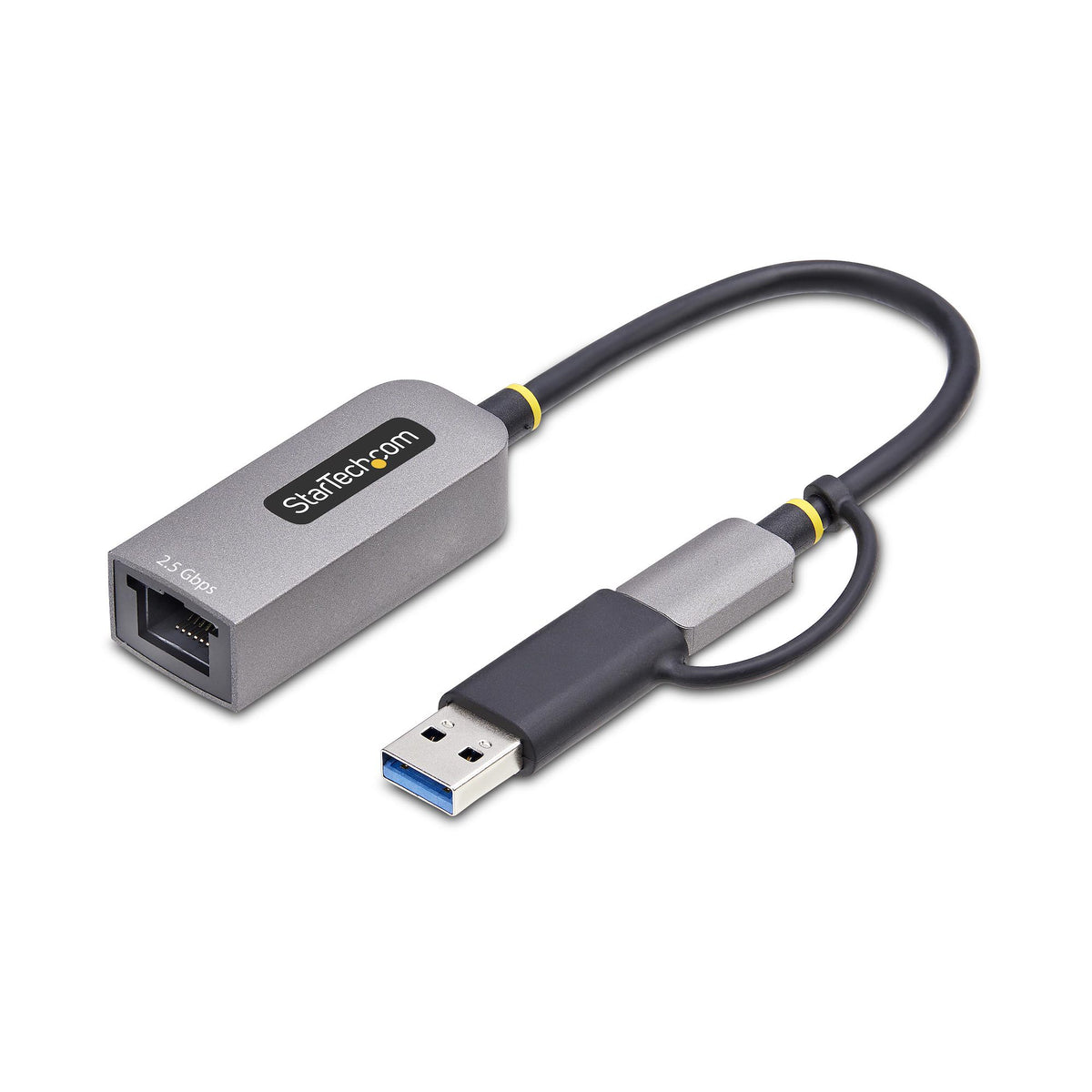 StarTech.com 2.5GbE USB C Ethernet Adapter mit USB-A Adapter, USB-C LAN-RJ45 Netzwerkadapter, USB 3.1 Typ-C 2.5Gb NIC, Thunderbolt & USB4 Kompatibel, Windows & Mac