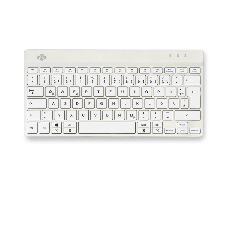 R-Go Tools Ergonomische Tastatur R-Go Compact Break, kompakte Tastatur mit Pausensoftware, QWERTZ (DE), Bluetooth, Weiß