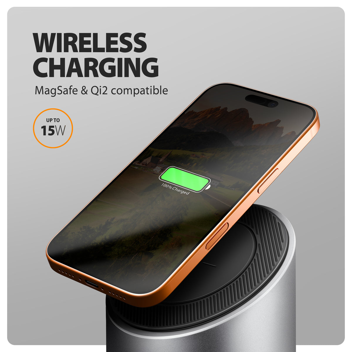 Axagon HMC-WL9 USB-C 10Gbps-Dockingstation mit 15 W kabellosem Laden 9in1