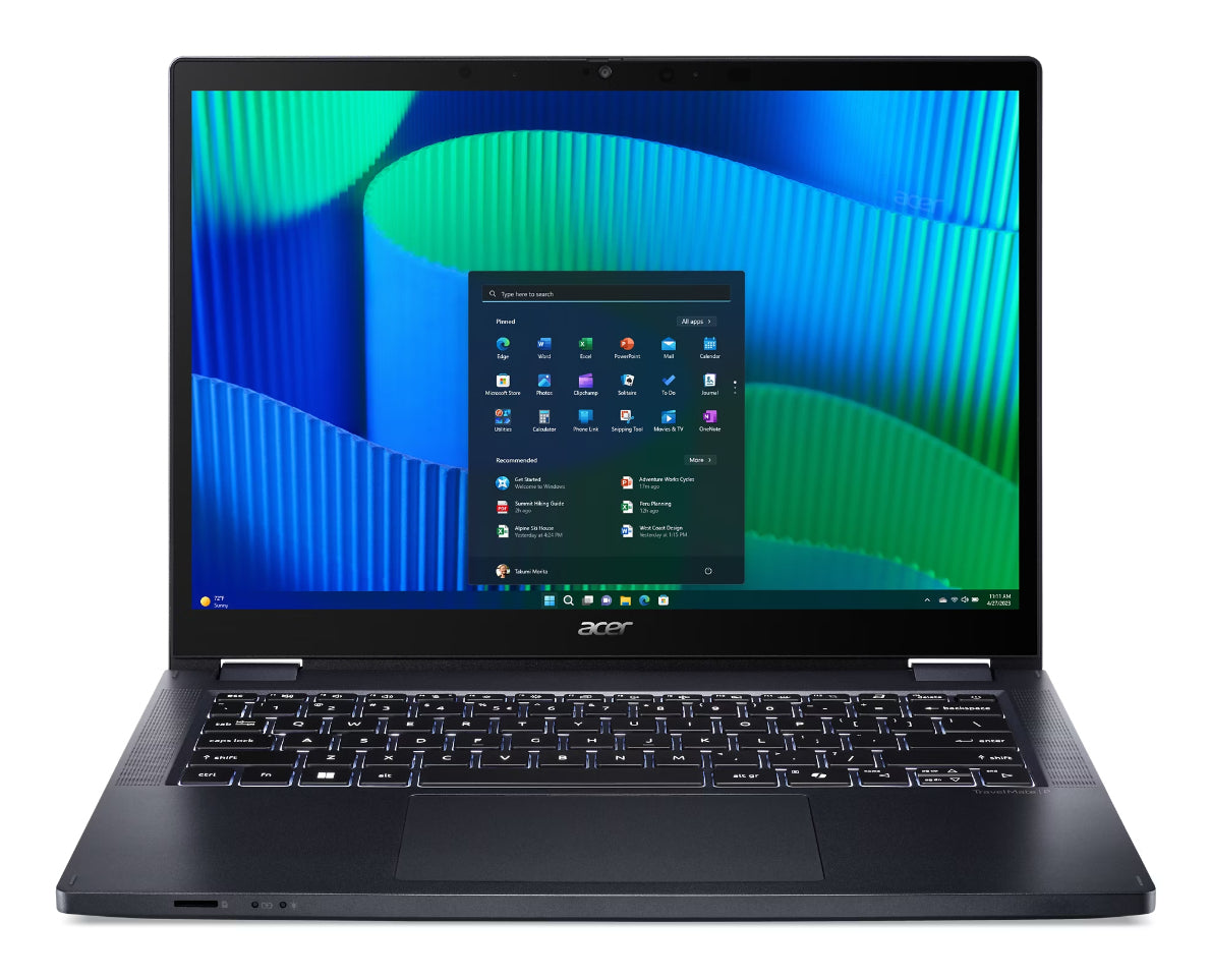 Acer TravelMate TMP414RN-54-TCO-75KB Intel Core Ultra 7 155U Hybrid (2-in-1) 35,6 cm (14") Touchscreen WUXGA 32 GB DDR5-SDRAM 1 TB SSD Wi-Fi 6E (802.11ax) Windows 11 Pro Blau