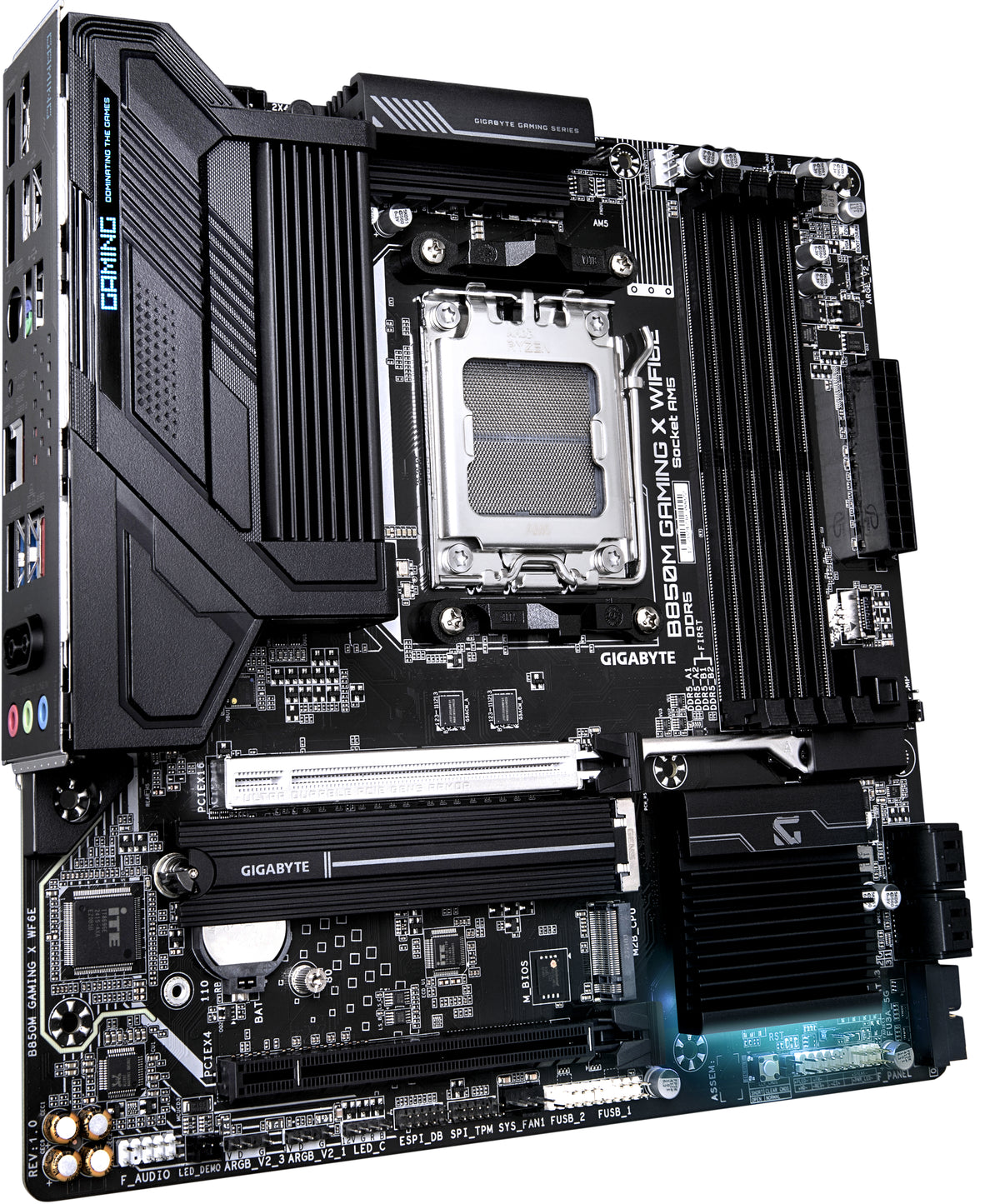 GIGABYTE B850M GAMING X WIFI6E Motherboard - AMD Ryzen 9000 Serien CPUs, 10+2+2 Phasen Digital VRM, bis zu 8200MHz DDR5 (OC), 1xPCIe 5.0 + 1xPCIe 4.0 M.2, 2.5LAN, WIFI 6E, USB 3.2 Gen 2.
