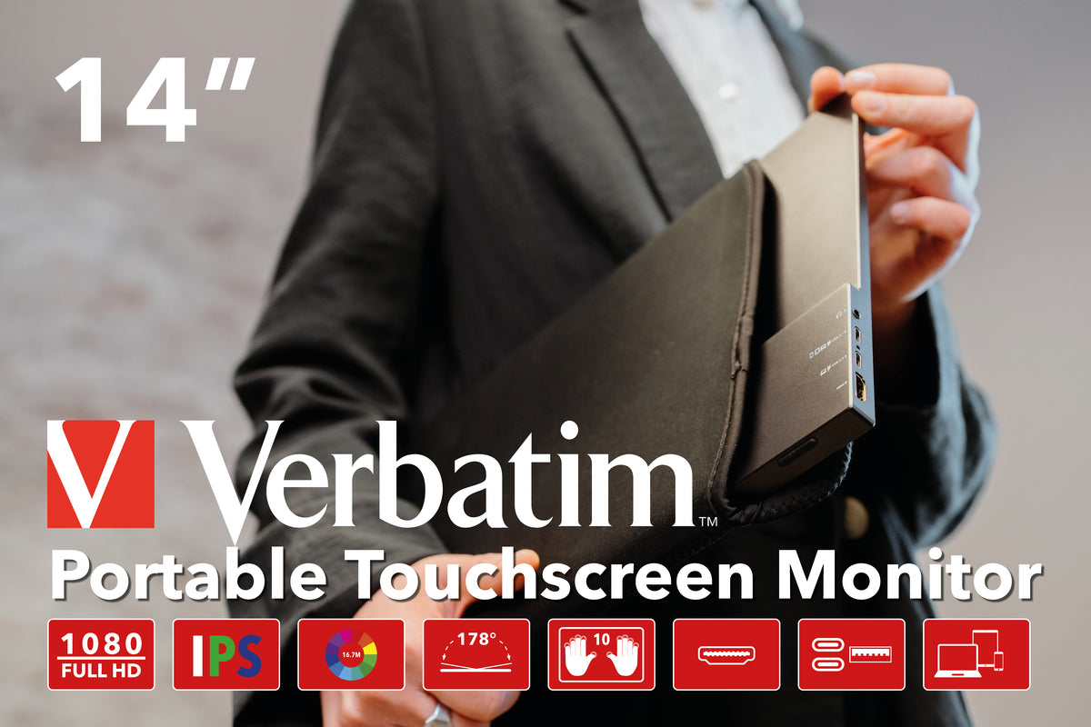 Verbatim PMT-14 Computerbildschirm 35,6 cm (14") 1920 x 1080 Pixel Full HD Touchscreen Schwarz