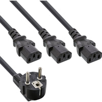 InLine Netz-Y-Kabel, 1x Schutzkontaktstecker zu 3x Kaltgerätestecker, 1,8m