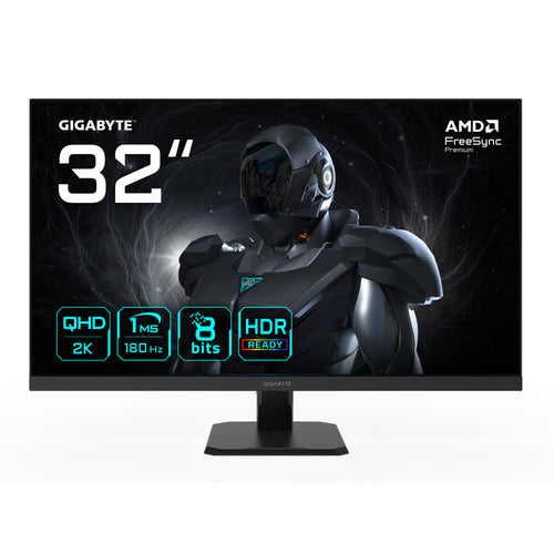 GIGABYTE GS32QA 32” QHD Gaming-Monitor - 2560 x 1440, 180Hz, 1ms, 300 cd/m², FreeSync Premium, HDR Ready, HDMI 2.0, DisplayPort 1.4