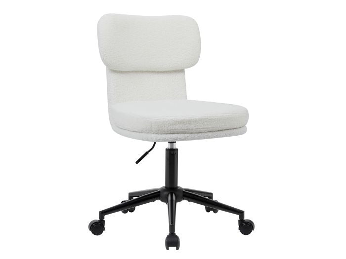 Equip 651023 Drehbarer Schreibtischstuhl, gepolsterter Chenille-Stuhl, Home-Office-Stuhl, höhenverstellbar, verchromtes Fußkreuz, Weiß