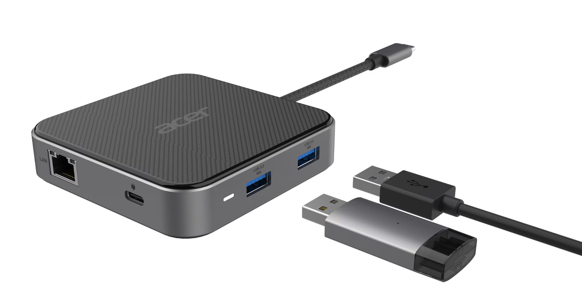 Acer 7-in-1 USB 4 Dongle Kabelgebunden USB4 Schwarz, Silber