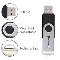 Intenso USB-Stick Office Line, 64 GB, USB-A, 3.2 Gen 1x1, schwarz-silber