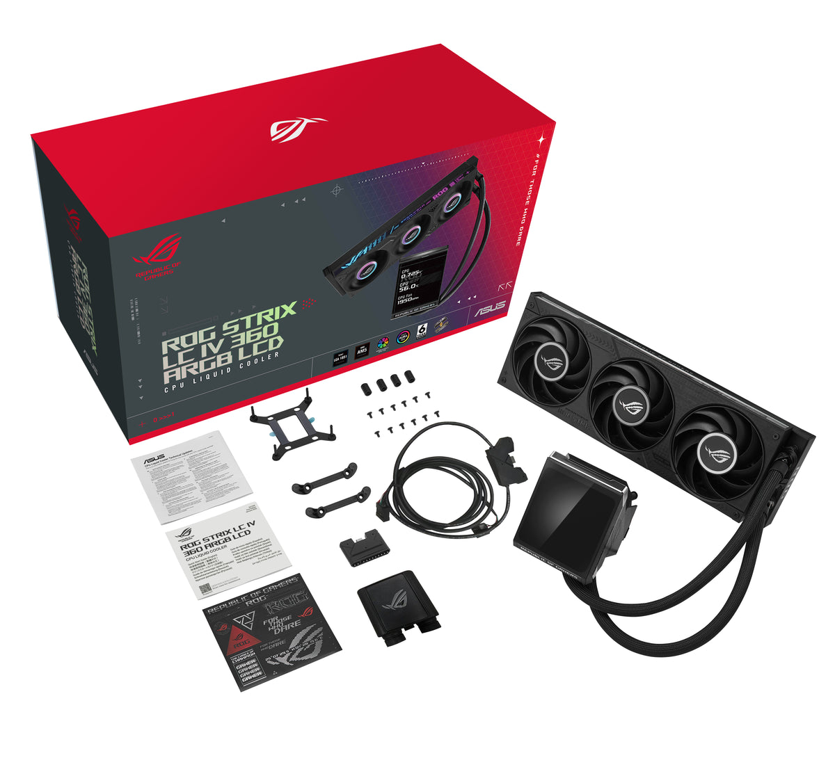 ASUS ROG Strix LC IV 360 ARGB LCD Prozessor Flüssigkeitskühlung 12 cm Schwarz
