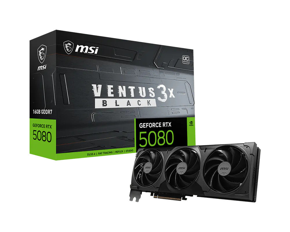 MSI VENTUS GEFORCE RTX 5080 16G 3X OC BLACK Grafikkarte NVIDIA 16 GB GDDR7