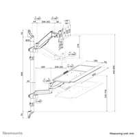 Neomounts WL90-325BL1 Sitz-Steh-Arbeitsplatz-Wand 17-32" - Gasfeder