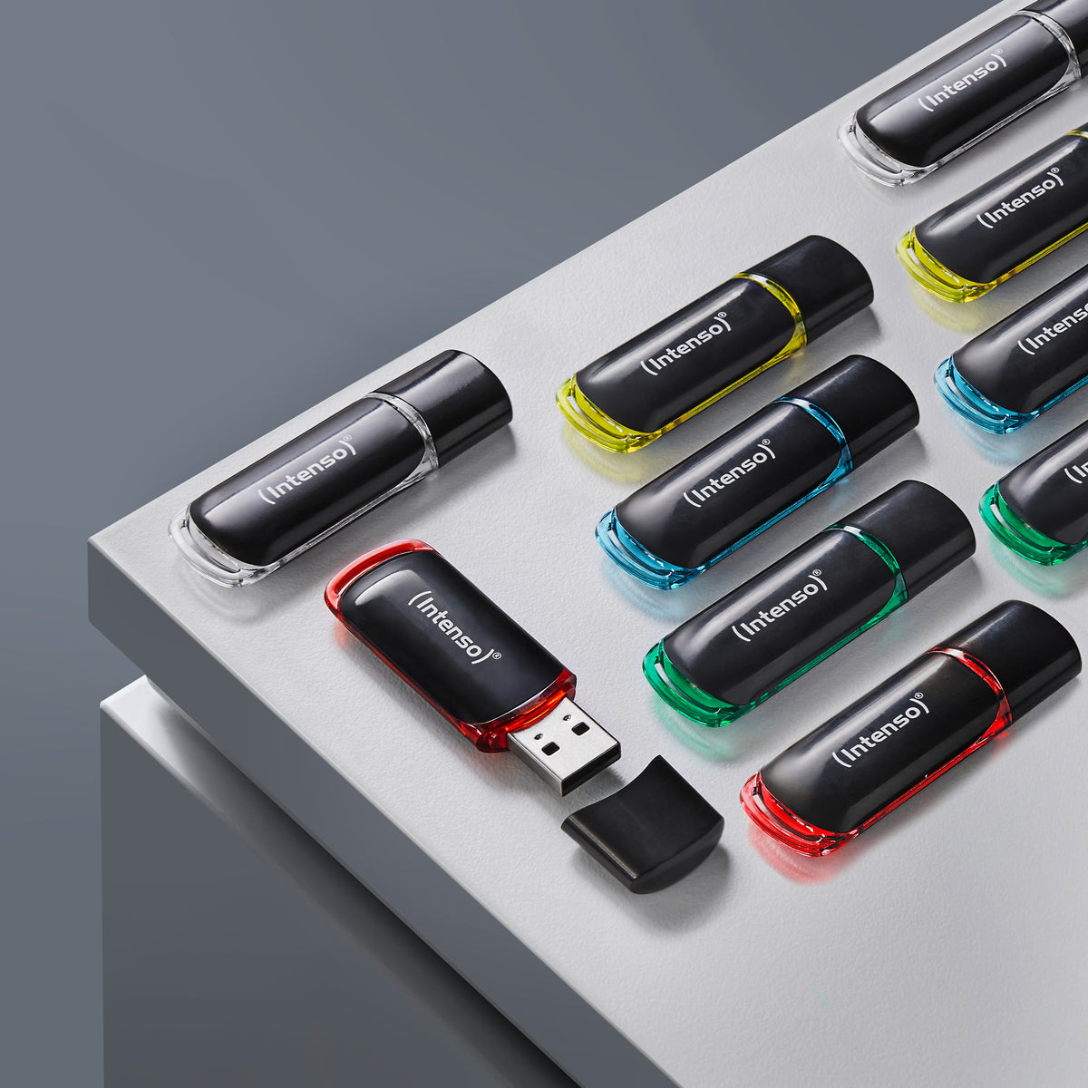 Intenso 3511551 USB-Stick 4 GB USB Typ-A 2.0 Schwarz, Rot, Grün, Transparent, Gelb, Blau