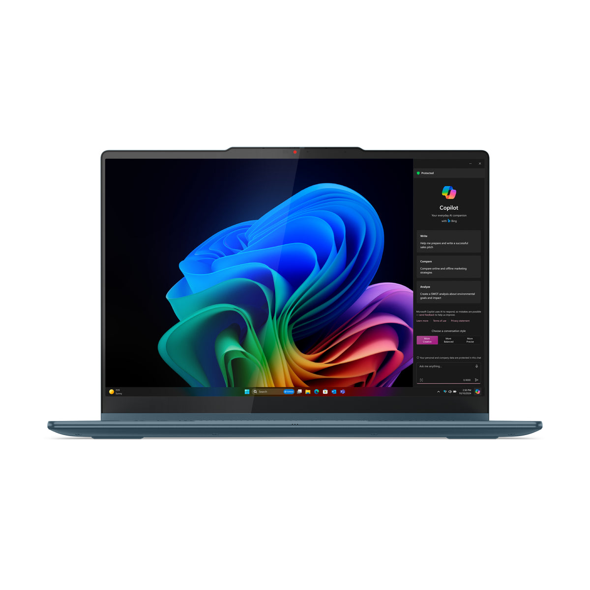 Lenovo Yoga 7 2-in-1 14AKP10 Copilot+ PC AMD Ryzen AI 5 340 Hybrid (2-in-1) 35,6 cm (14") Touchscreen WUXGA 16 GB LPDDR5x-SDRAM 512 GB SSD Wi-Fi 7 (802.11be) Windows 11 Home Türkis Deutsch