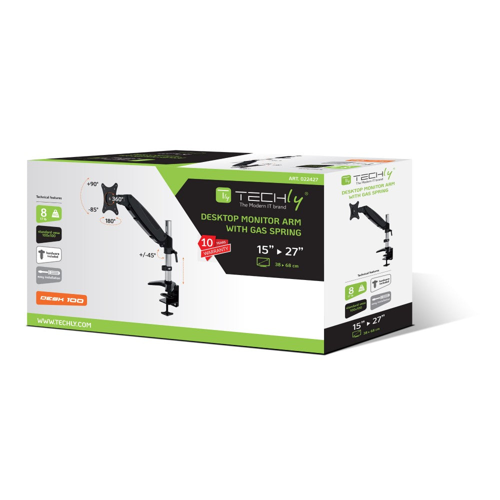 Techly ICA-LCD 111-BK Flachbildschirm-Tischhalterung 68,6 cm (27") Tisch/Bank Schwarz
