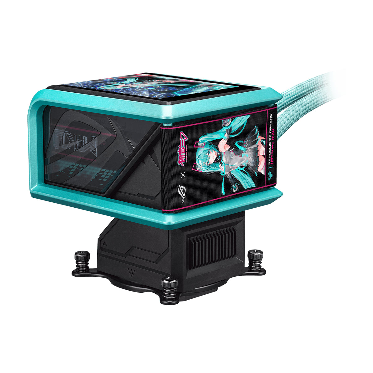 ASUS ROG RYUO IV 360 ARGB Hatsune Miku Edition Prozessor All-in-One-Flüssigkeitskühler 12 cm Schwarz, Türkis