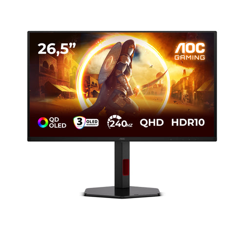 AOC G4 Q27G4ZDR Computerbildschirm 67,3 cm (26.5") 2560 x 1440 Pixel Quad HD QD-OLED Schwarz, Rot