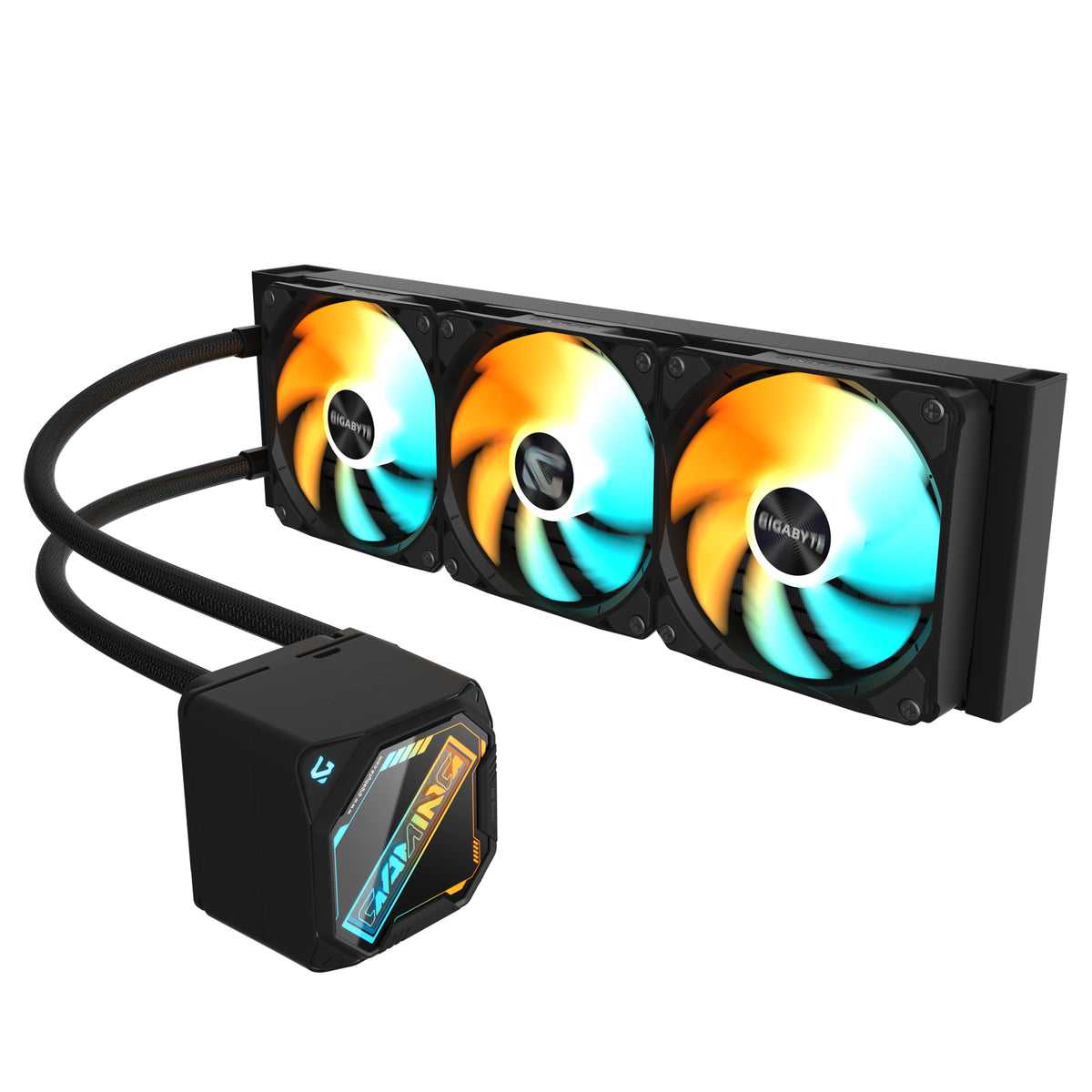 GIGABYTE GAMING 360 Flüssigkeitskühler für CPU - 3x120 mm ARGB-Lüfter, Schiebe-Verriegelungsmechanismus, DAISY-CHAIN, Kompatibel mit Intel LGA 1851 und AMD AM5