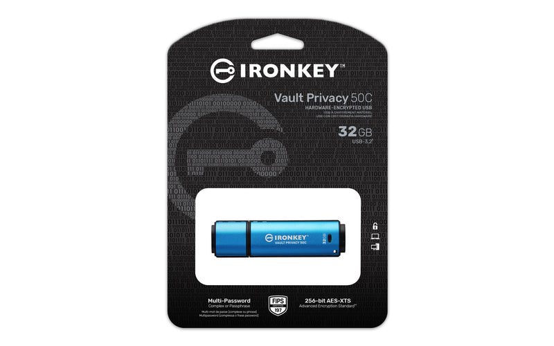 Kingston Technology IronKey 32GB USB-C Vault Privacy 50C AES-256 verschlüsselter, FIPS 197