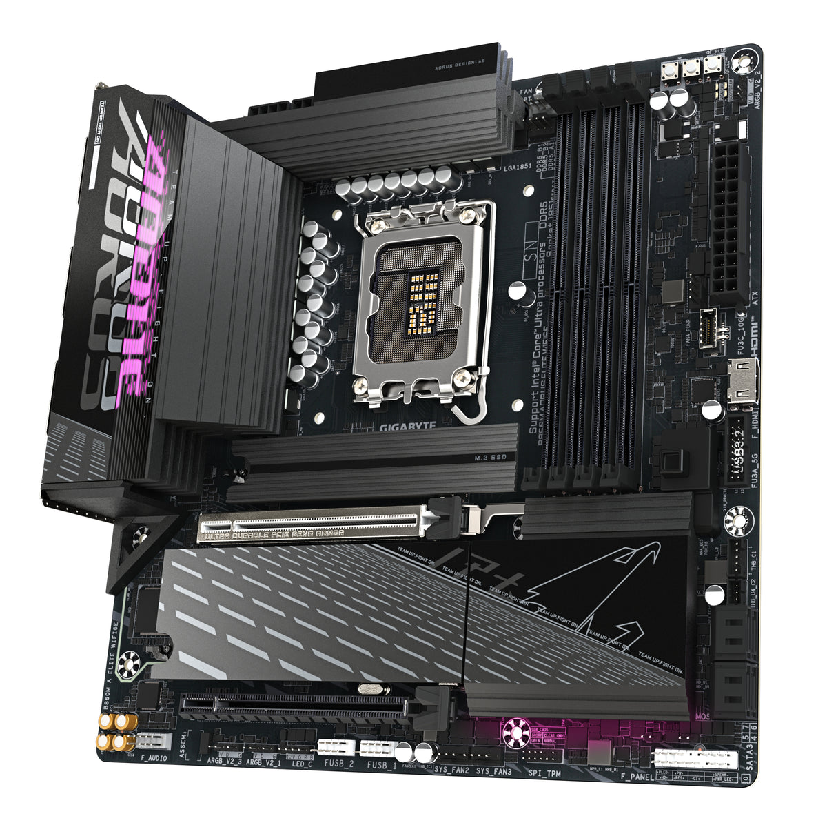GIGABYTE B860M AORUS ELITE WIFI6E Mainboard - Intel Core Ultra CPUs, 12+1+2+1 Phasen VRM, bis zu 9200MHz DDR5, 1xPCIe 5.0 + 2xPCIe 4.0 M.2, 2,5 GbE LAN, WIFI 6E, Thunderbolt