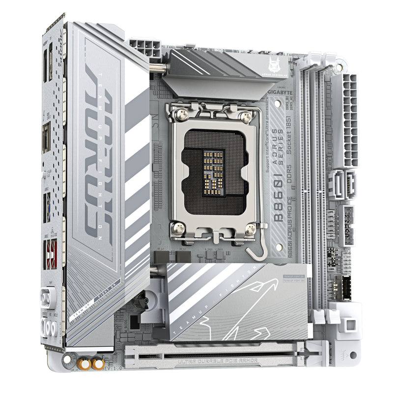 GIGABYTE B860I AORUS PRO ICE Mainboard - Intel Core Ultra CPUs, 8+1+2+1 Phasen VRM, bis zu 9200MHz DDR5, 1xPCIe 5.0 + 1xPCIe 4.0 M.2, 2,5 GbE LAN, WIFI 7, Thunderbolt 4