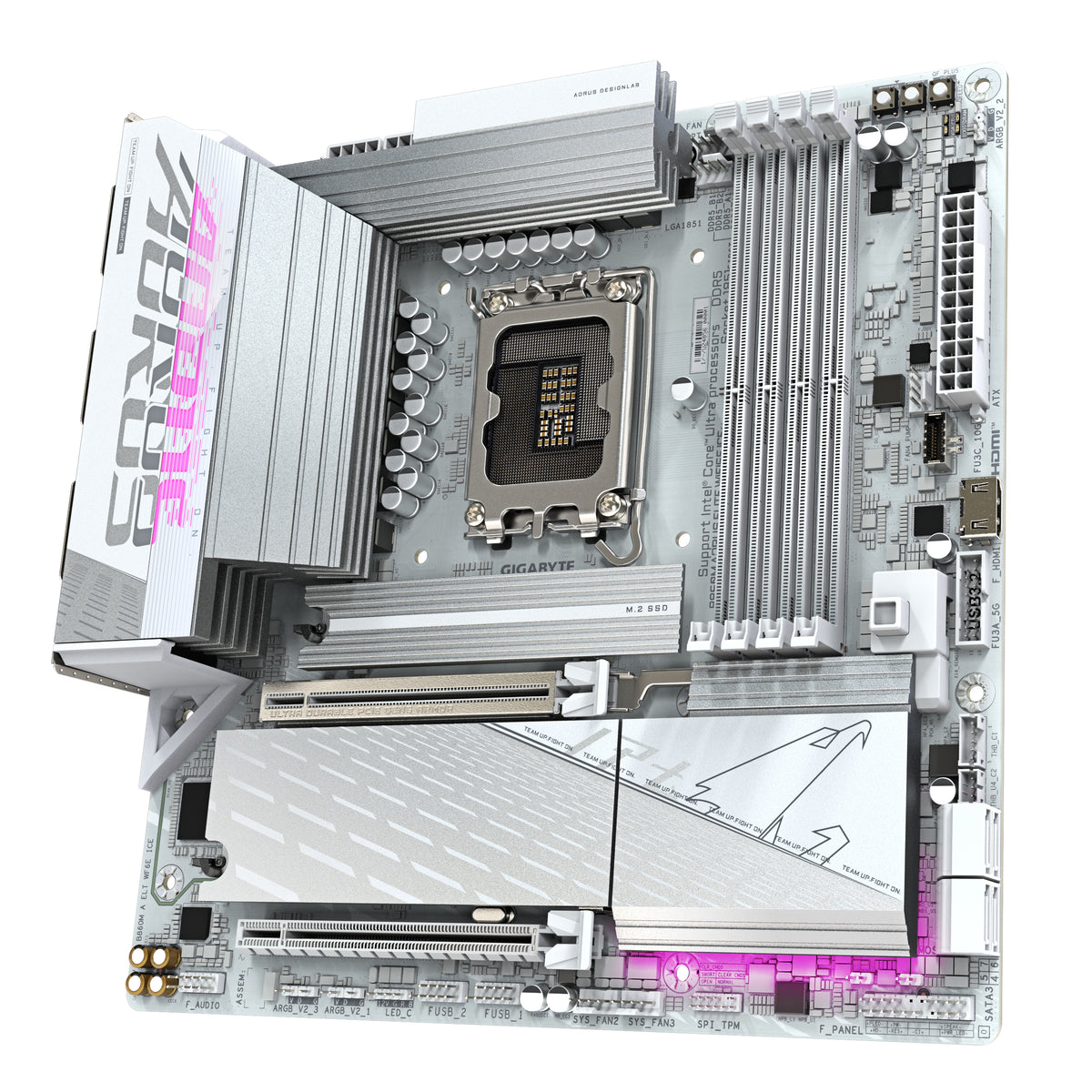 GIGABYTE B860M AORUS ELITE WF6E ICE Mainboard - Intel Core Ultra CPUs, 12+1+2+1 Phasen VRM, bis zu 9200MHz DDR5, 1xPCIe 5.0 + 2xPCIe 4.0 M.2, 2,5 GbE LAN, WIFI 6E, USB 4