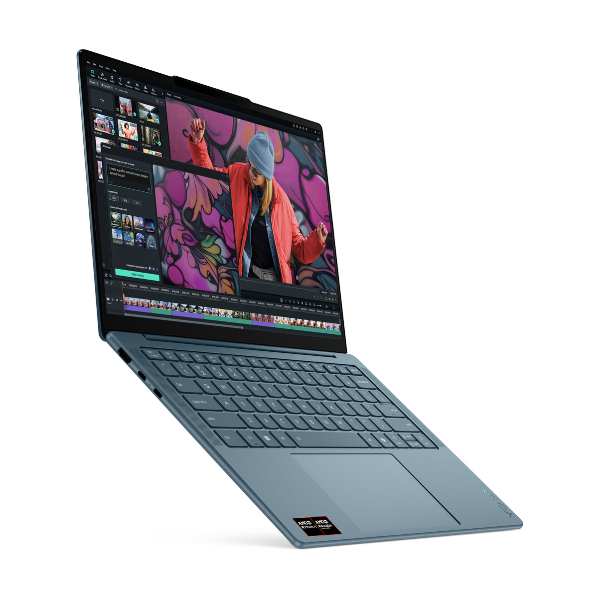 Lenovo Yoga Slim 7 14AKP10 Copilot+ PC AMD Ryzen AI 7 350 Ordinateur portable 35,6 cm (14") 2.8K 16 Go LPDDR5-SDRAM 512 Go SSD Wi-Fi 7 (802.11be) Windows 11 Home Turquoise Allemand