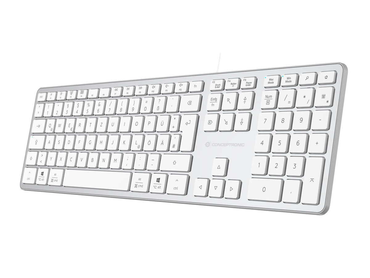 Conceptronic KAYNE02WDE USB Slim-Tastatur, QWERTZ Deutsch, kompatibel mit Windows und macOS