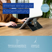 R-Go Tools Laptopständer R-Go Riser Attachable, verstellbar, integriert auf Ihrem Laptop, Aluminium, schwarz