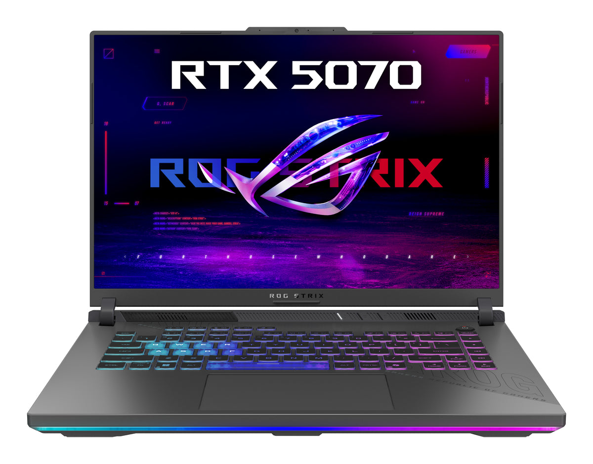 ASUS ROG Strix G16 G614FP-S5008W AMD Ryzen™ 9 9955HX Laptop 40,6 cm (16") WQXGA 32 GB DDR5-SDRAM 1 TB SSD NVIDIA GeForce RTX 5070 Wi-Fi 6E (802.11ax) Windows 11 Home Schwarz, Grau QWERTZ Deutsch