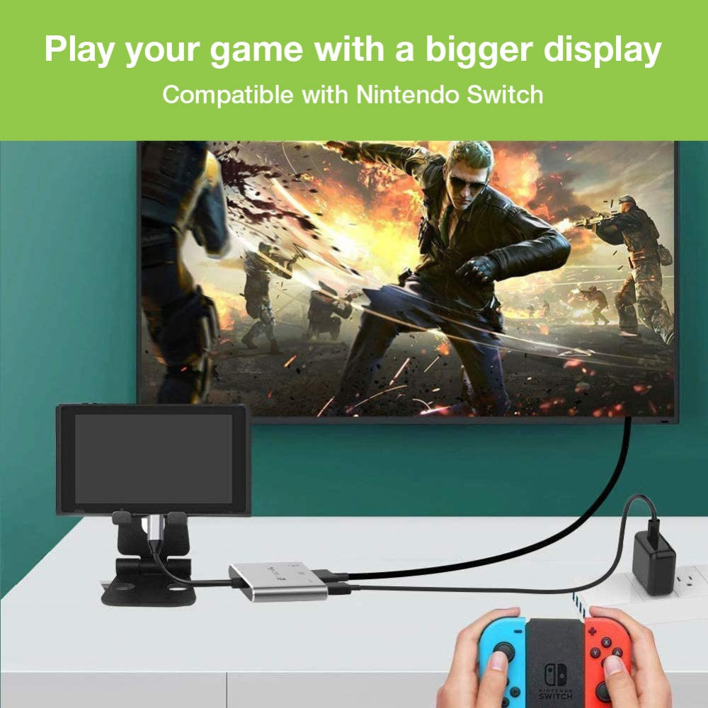 Techly IADAP USB31-HDMIPTY laptop-dockingstation & portreplikator Kabelgebunden USB 3.2 Gen 1 (3.1 Gen 1) Type-C Silber