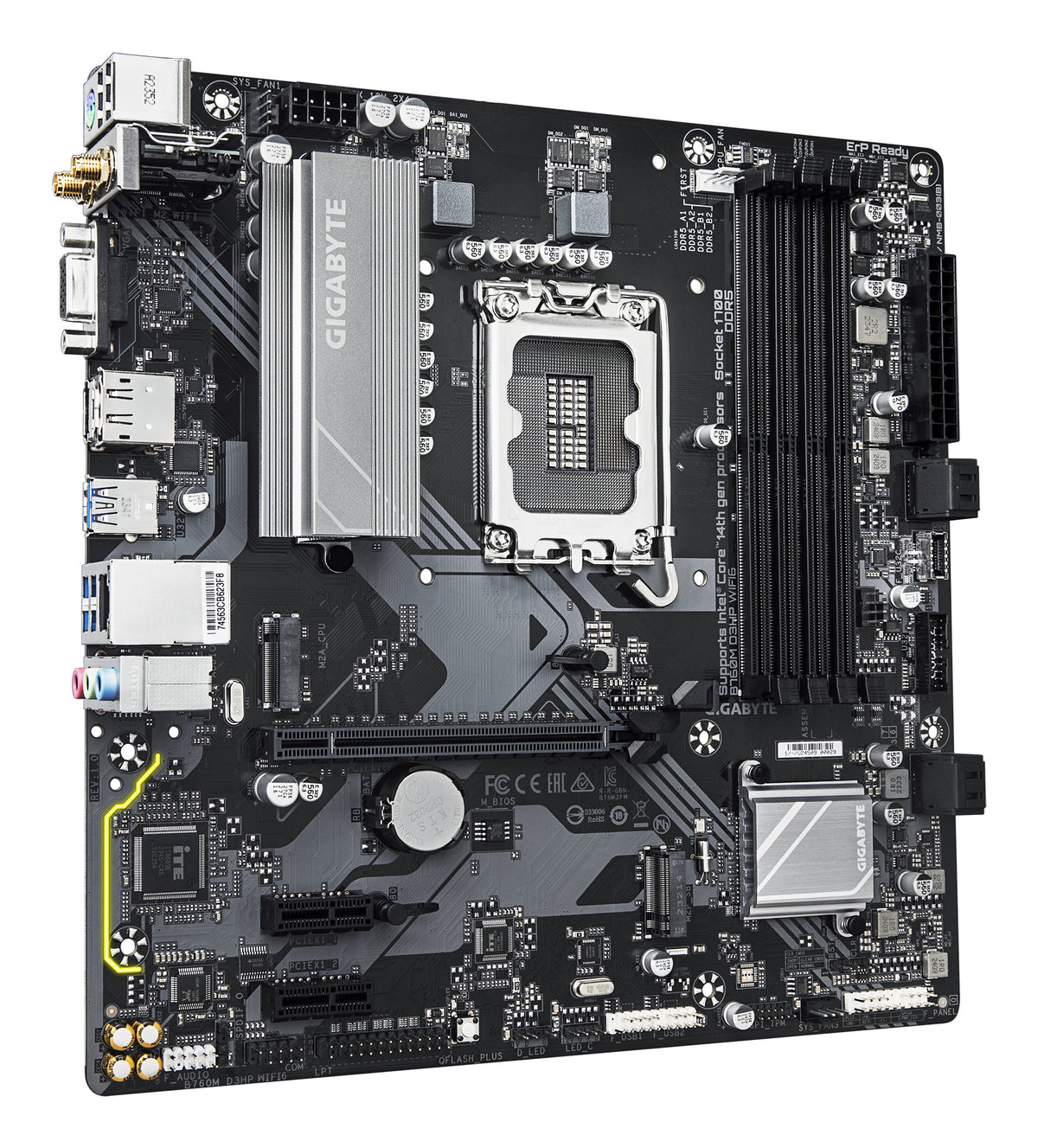 GIGABYTE B760M D3HP WIFI6 Mainboard – Unterstützt Intel Core Prozessoren der 14. Generation, digitales 4+1+1 Phasen VRM, bis zu 5600 MHz DDR5, 2x PCIe 4.0 M.2, Wi-Fi 6, GbE LAN, USB 3.2 Gen 1