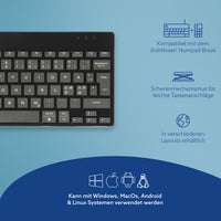 R-Go Tools Ergonomische Tastatur R-Go Compact Break, kompakte Tastatur mit Pausensoftware, QWERTY (NORDIC), Bluetooth, Schwarz