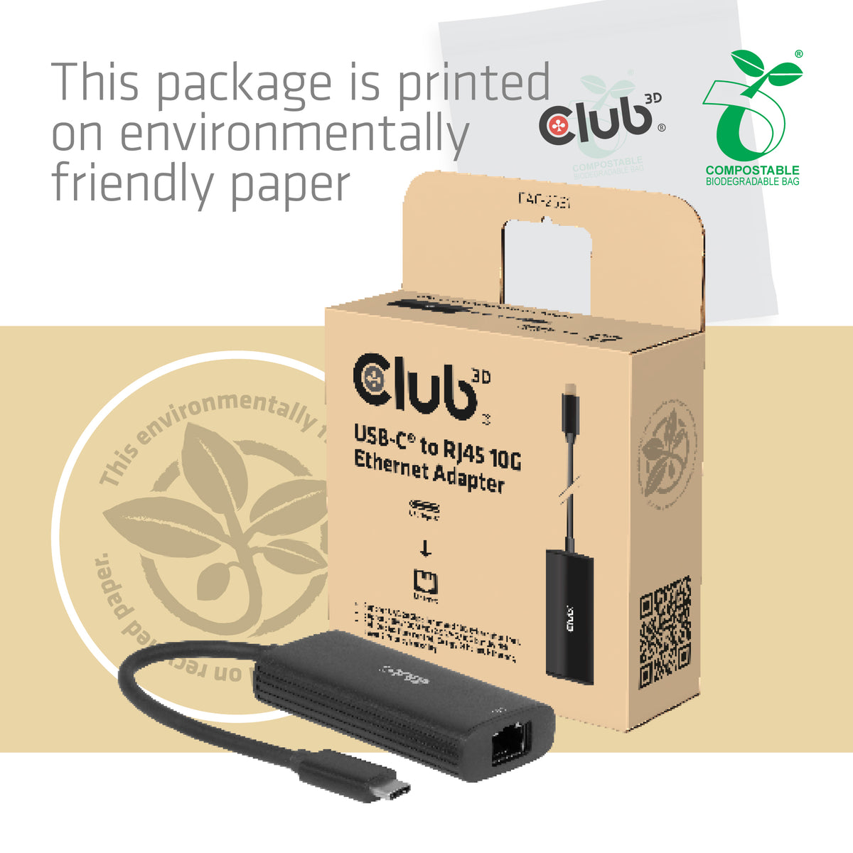 CLUB3D USB-C® zu RJ45 10G Ethernet-Adapter M/F