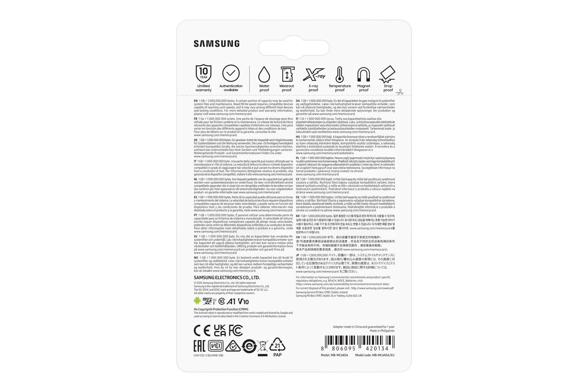 Samsung EVO Plus microSD-Speicherkarte (2024) (inkl. SD Adapter) - 64 GB