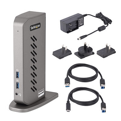 StarTech.com USB-C USB-A-Dock - Hybrid Universal USB 3.0 Dockingstation für USB-C- oder USB-A-Laptop - Dual-Monitor 4K 60Hz HDMI / DisplayPort - 6x USB-A, GbE - USB 5Gbps - Windows/Mac