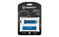 Kingston Technology IronKey 64GB Keypad 200, FIPS 140-3 Lvl 3 AES-256 Verschlüsselung
