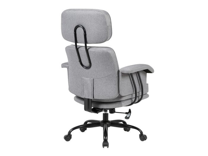Equip 651020 Ergonomischer Chefsessel, gepolsterte Armlehnen, Butterfly-Mechanik, verchromtes Fußkreuz, höhenverstellbar, um 360° drehbar, Grau