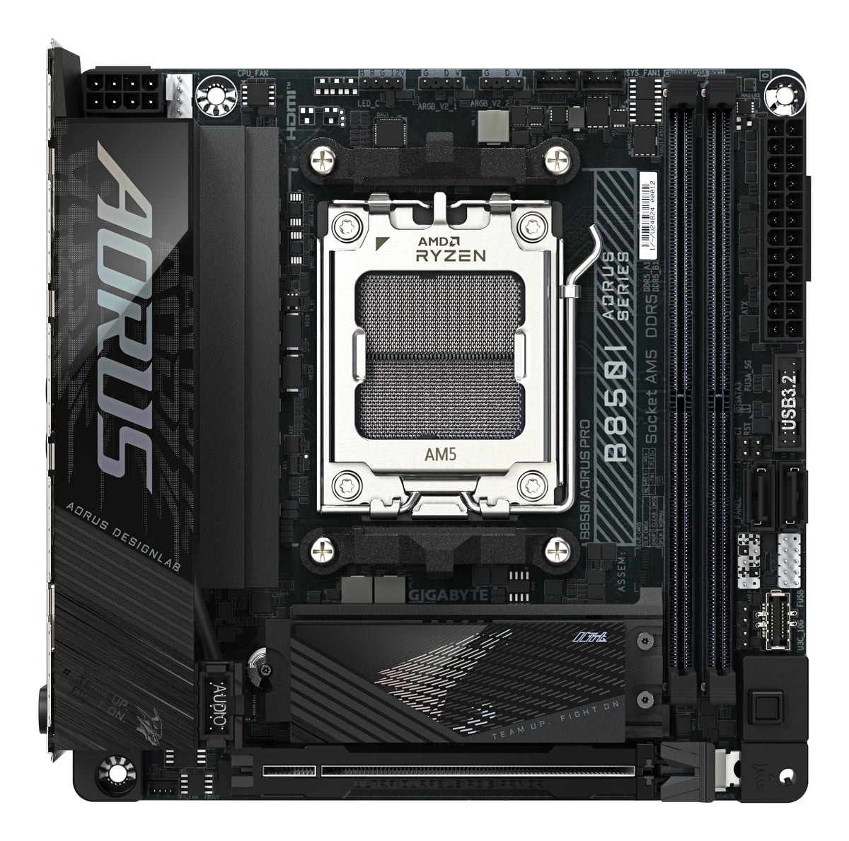 GIGABYTE B850I AORUS PRO Motherboard - Unterstützt AMD Ryzen 9000 Serie CPUs, 8+2+1 Phasen Digital-VRM, bis zu 8400MHz DDR5 (OC), 1xPCIe 5.0 + 1xPCIe 4.0 M.2, 2.5LAN, WIFI 7, USB 3.2 Gen 2