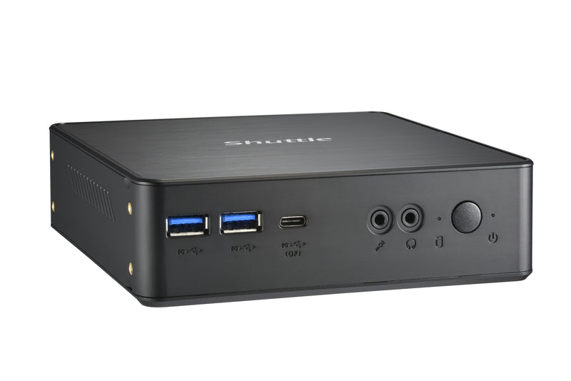 Shuttle XPC Nano PC NC40U, Intel Celeron 7305U, 1x HDMI, 1x DP,1xUSB-C/DP, 6x USB3.2, 1x 2.5" bay, 2x M.2, 1x LAN, RAID, 24/7 Dauerbetrieb, inkl. VESA & Stand