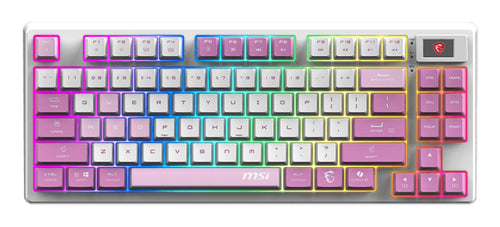 MSI FORGE GK600 TKL WIRELESS VIOLET Tastatur Gaming USB + Bluetooth QWERTY Spanisch Pink, Violett, Weiß