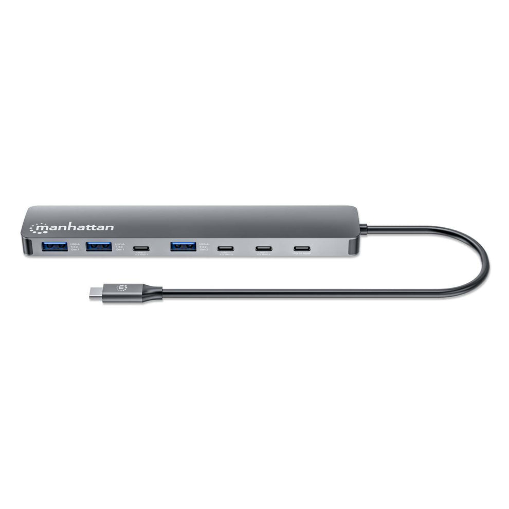 Manhattan 181167 laptop-dockingstation & portreplikator Kabelgebunden USB 3.2 Gen 2 (3.1 Gen 2) Type-C Grau